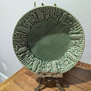 Bordallo Pinheiro Green‎ Raised Corn 9 3/4" Dinner Plate Portugal